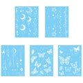5pcs Blue Luminous Glow Waterproof Temporary Tattoo Sticker Moon Star Heart  Line Flash Tato Women Men Arm Body Art Fake Tattoos
