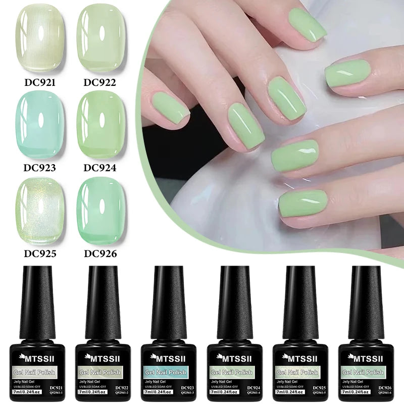 6pcs Nude Jelly Gel Nail Polish Set Summer Nails Sheer Translucent Nail Gel for Manicure Nail Supplies Soak Off UV Led Varnish
