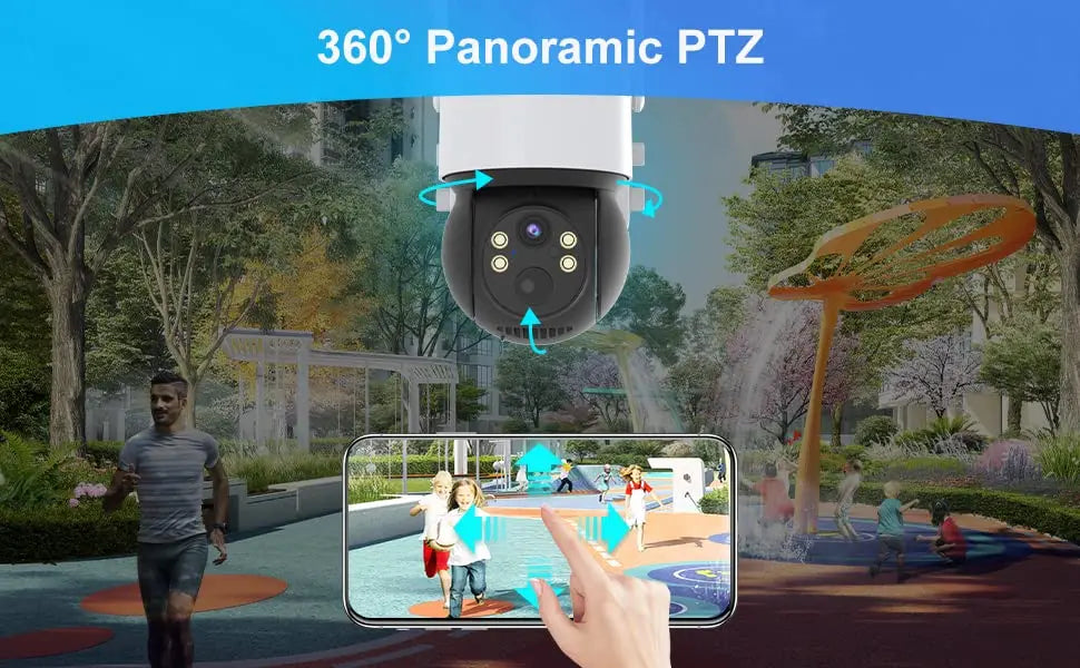 4MP Wireless Security Camera Outdoor WiFi Solar Battery Powered Camera Pan/Tilt Rotate Surveillance Camera Home Protection 2.4G