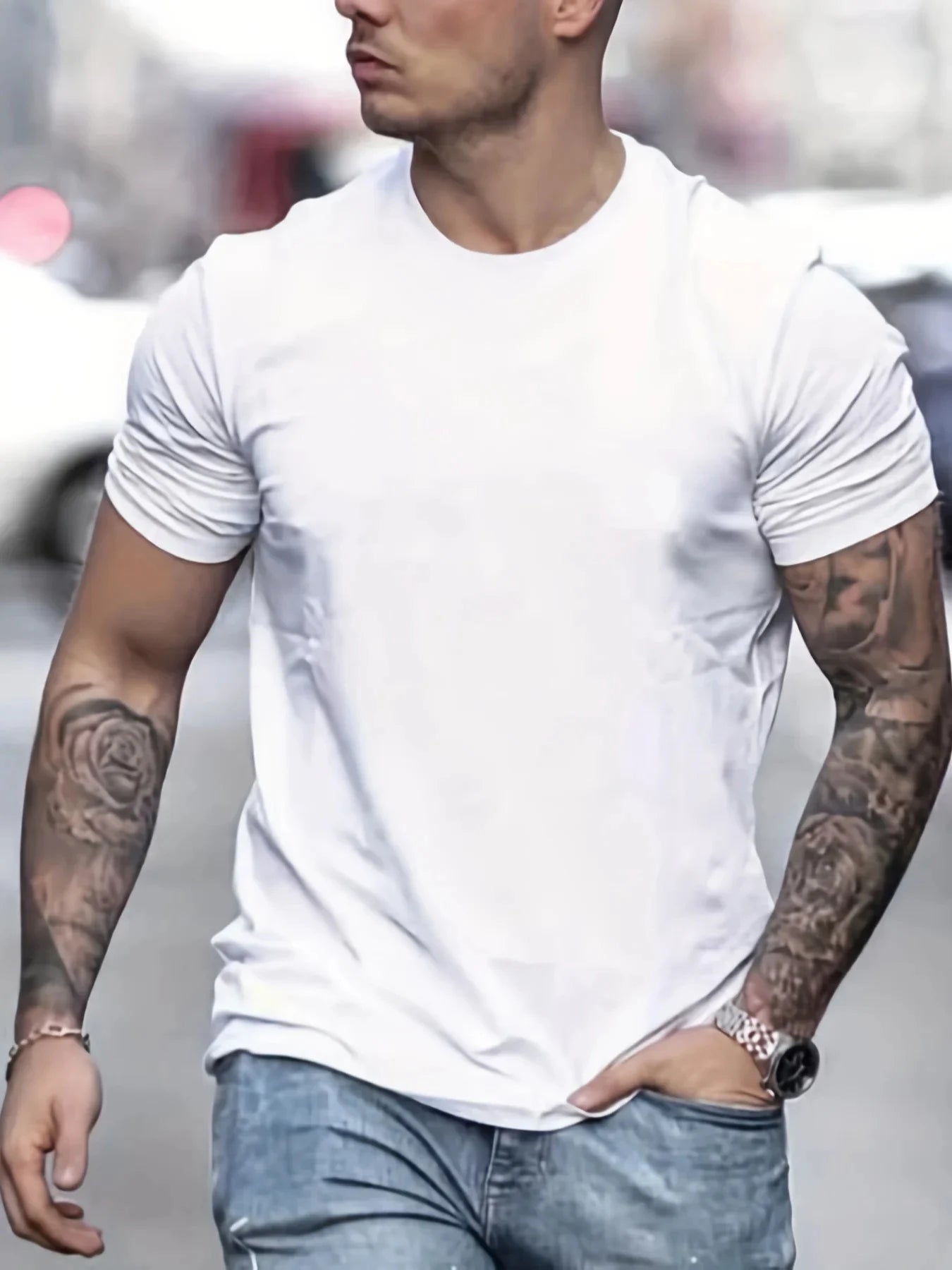 Men's PARIS Letter Print T-Shirt | 100% Cotton Slim Fit Casual Tee - EXPRESS STORE