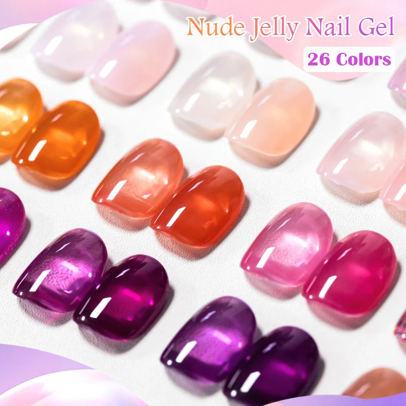 6pcs Nude Jelly Gel Nail Polish Set Summer Nails Sheer Translucent Nail Gel for Manicure Nail Supplies Soak Off UV Led Varnish