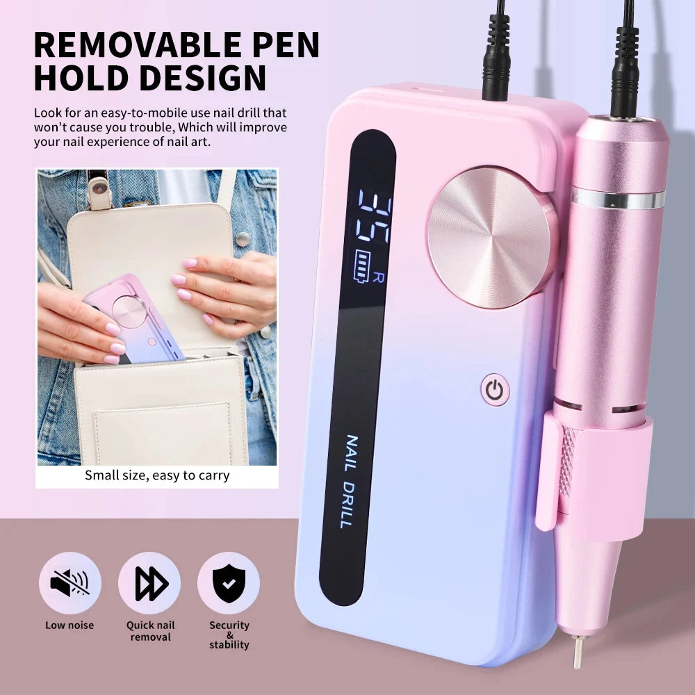 35000RPM Electric Nail Polisher - Professional Gel Nails Care, Rechargeable Portable Nail File Manicure Tool