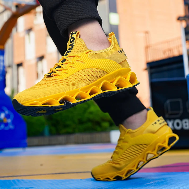 Men's Breathable Mesh Running Shoes Blade Sole Sneakers Lightweight Non-Slip Sports Shoes for Gym Walking Casual Wear