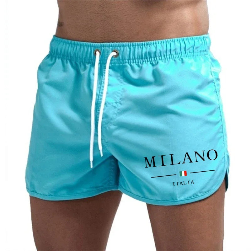 2025 Summer Men's Beach Shorts Urban Print Beach Trunks Jogging Casual Pants Quick Drying Swimming Homme Surf Lightweight Shorts
