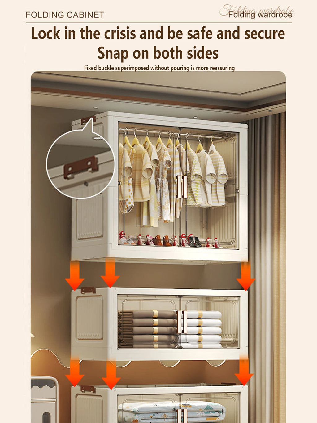 Multi-Functional Folding Storage Cabinet with Doors White/Black/Gray for Home Office Kitchen Bathroom Organizer