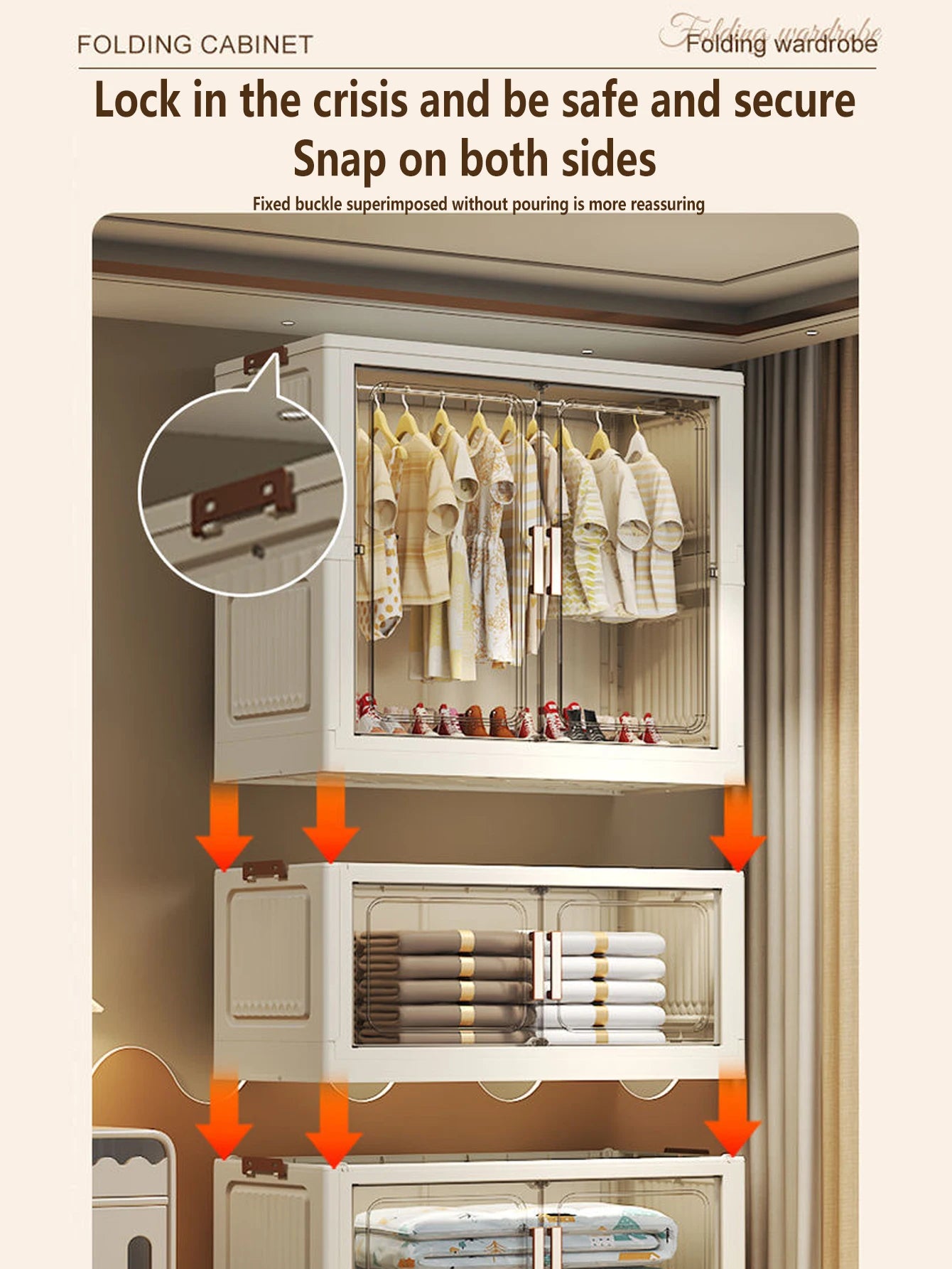 Multi-Functional Folding Storage Cabinet with Doors White/Black/Gray for Home Office Kitchen Bathroom Organizer