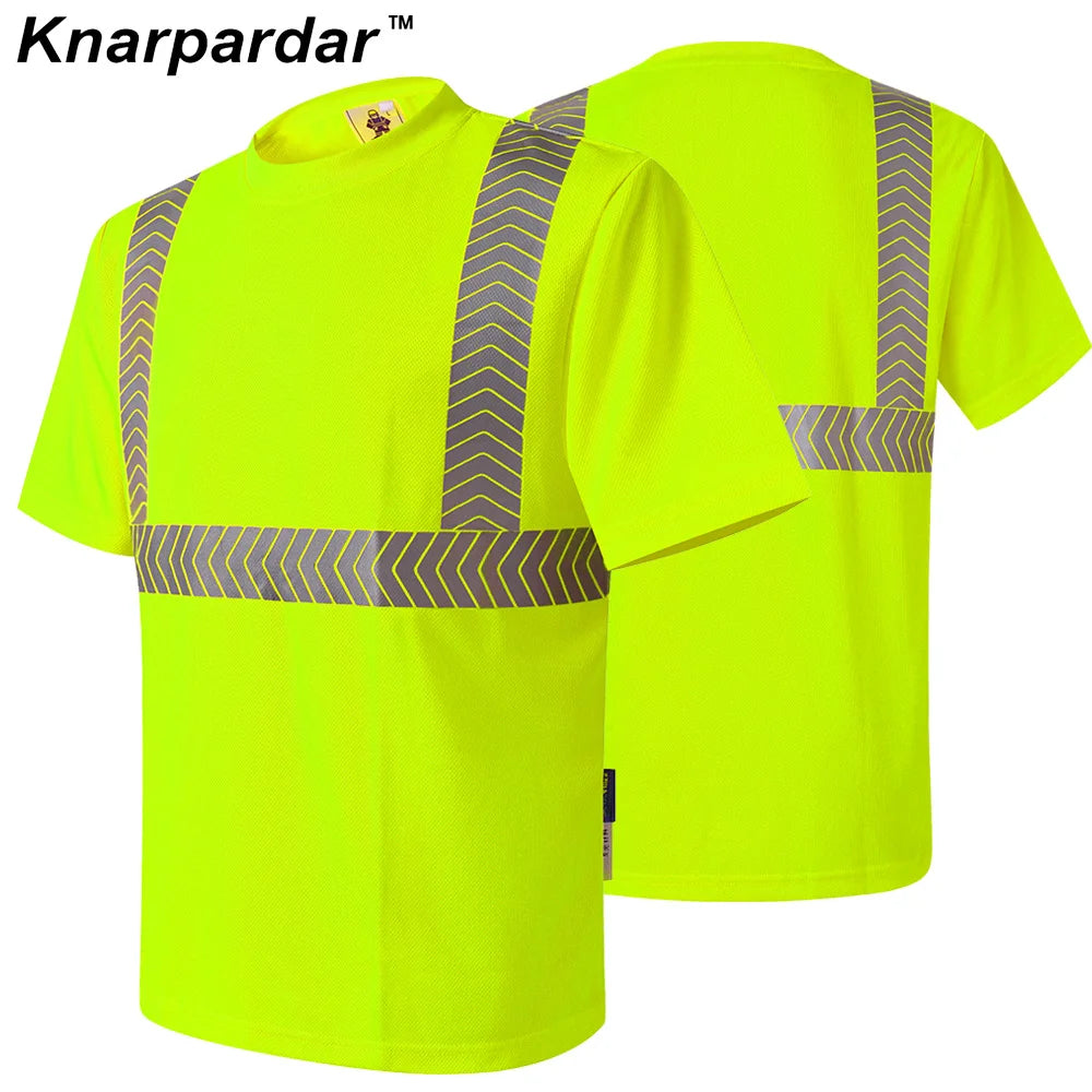 S-4XL Summer Reflective T-shirt Safety Work Short Sleeves Shirts High  Visibility Shirts Ideal for Construction Mining Airport