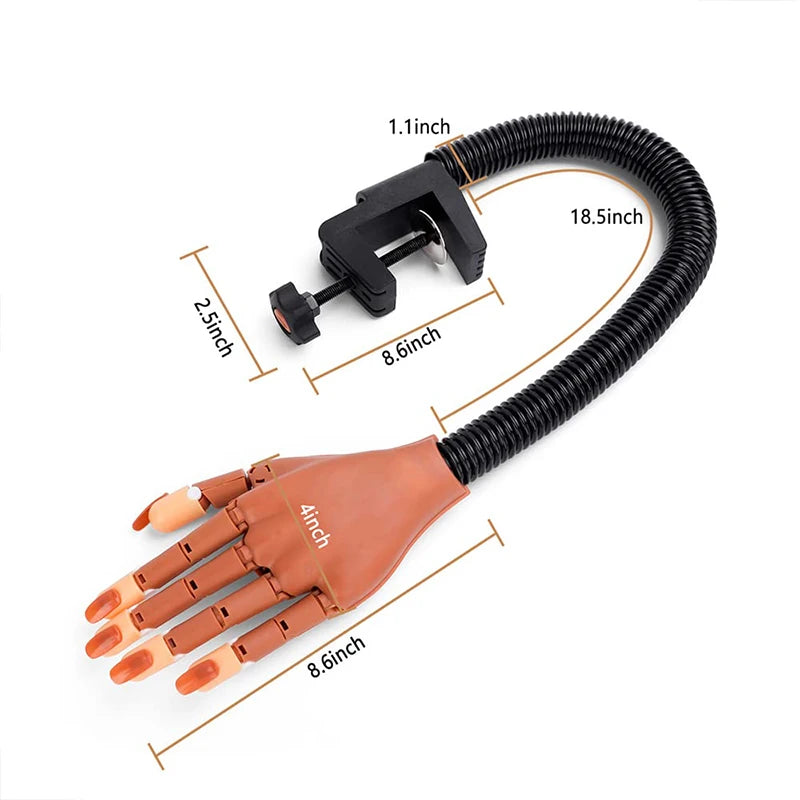 Nail Art Practice Hand Manicure Practice Finger Acrylic Nail Tips with 100pcs Fake Nails Nail Training Equipment Tools