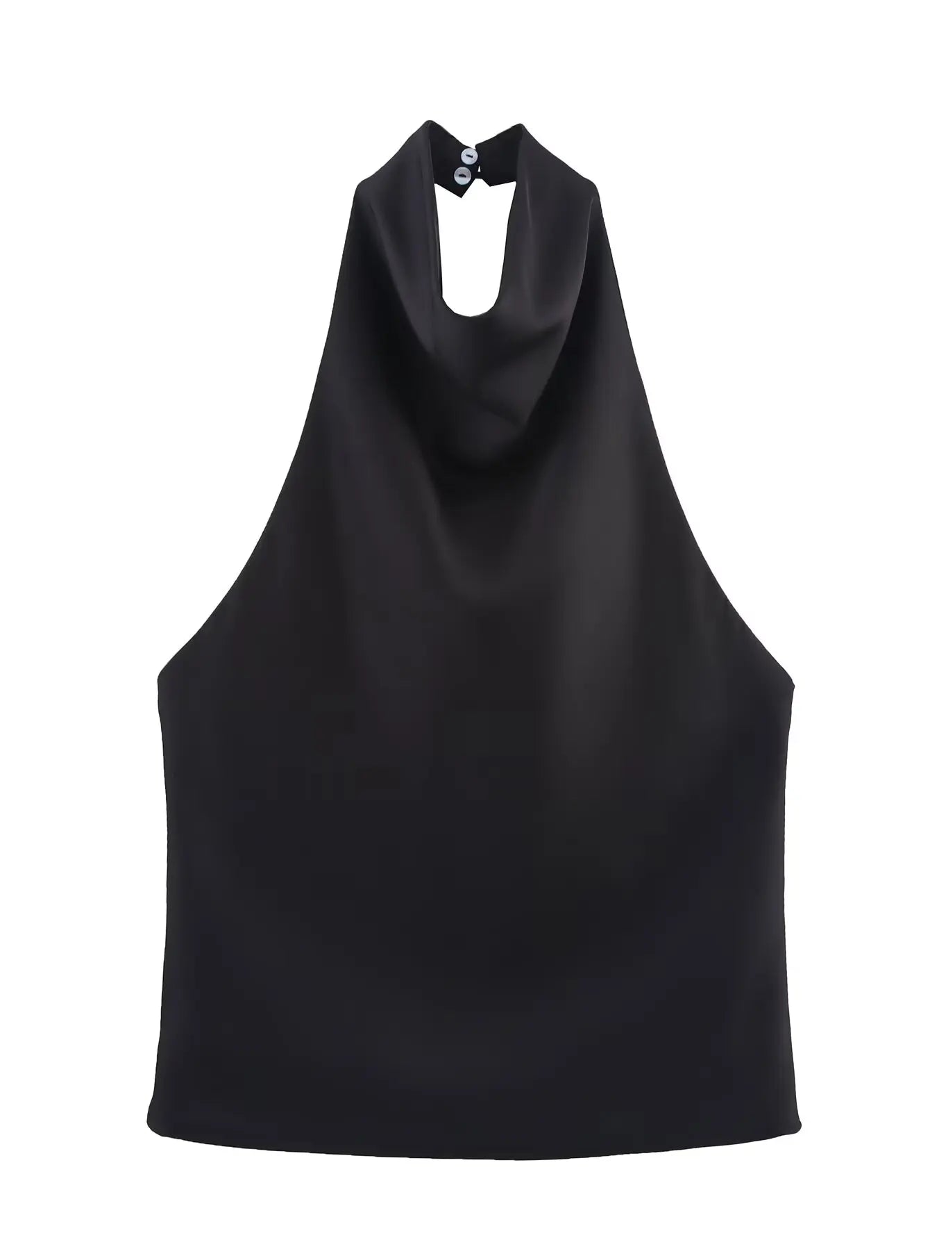 Zevity 2025 Women Chic Solid Color Sleeveless Soft Touch Halter Camis Tank Lady Backless Summer Beach Shirt Blouse Tops LS9365