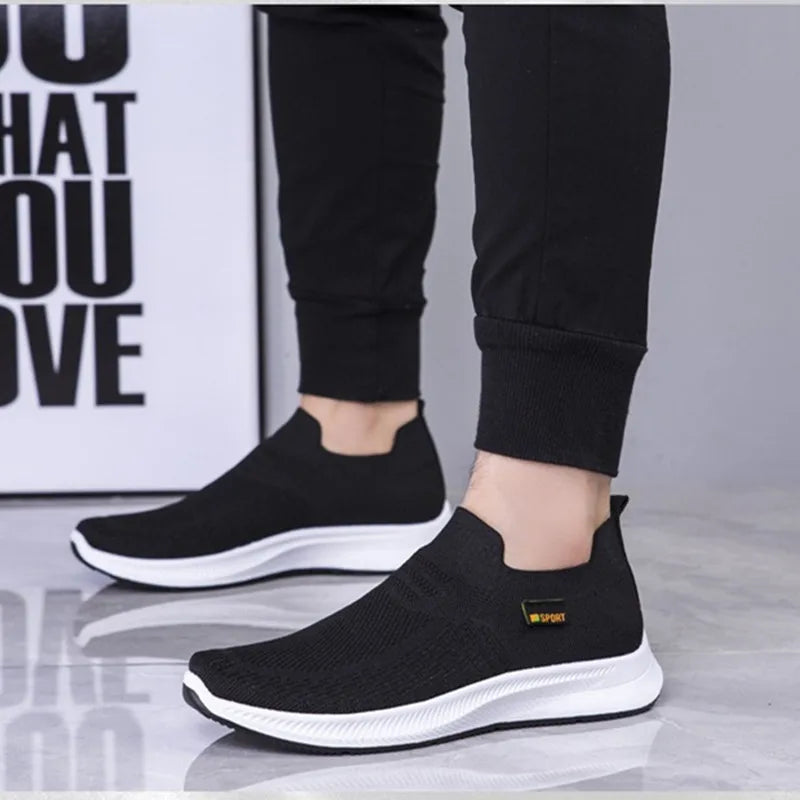 Men Walking Shoes Knit Mesh Breathable Sneakers Lightweight Sneakers Slip-on Mens Casual Shoes Fashion Comfort