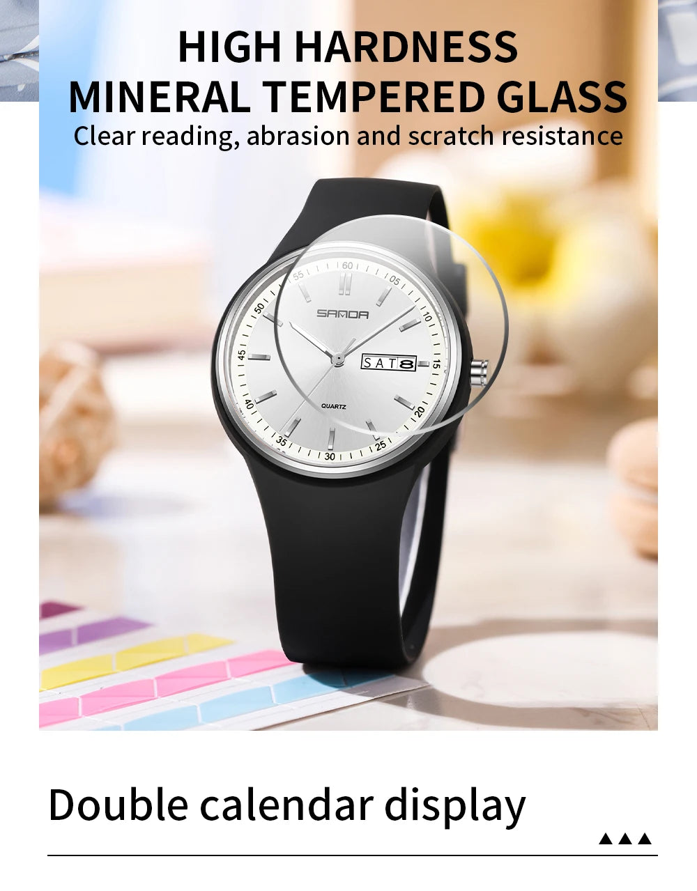 SANDA Top 6213 Male and Female Student Watches Casual Simple Dual Calendar Fashion Male and Female Student Quartz Watches 2025