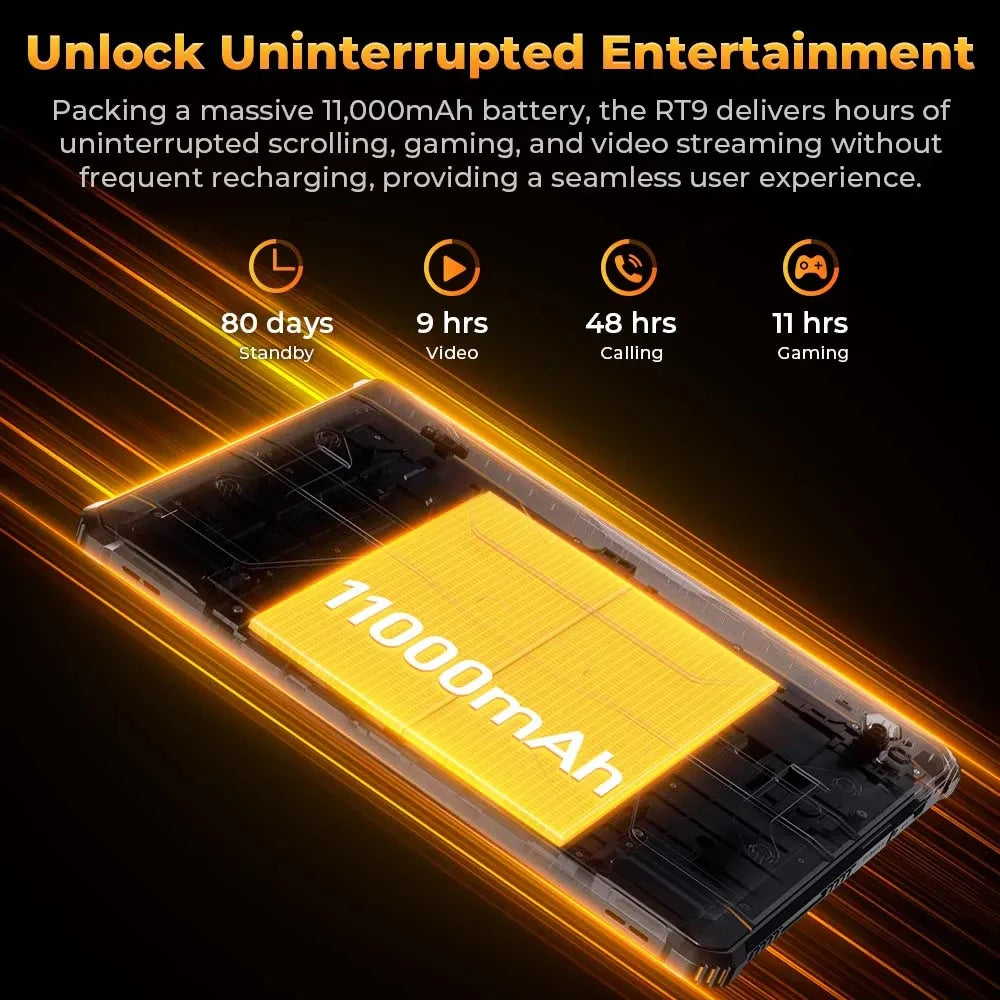 Oukitel RT9 4G Rugged Tablet 10.1" HD Display 24GB RAM 256GB Waterproof Tablet 11000mAh Battery Android 14.0 Tablet PC