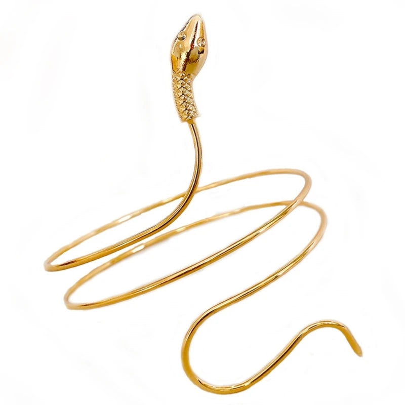 Alloy Spiral Armband Swirl Upper Arm Cuff Armlet Bangle Bracelet Egyptian Costume Accessory for Women Gold Silver Color