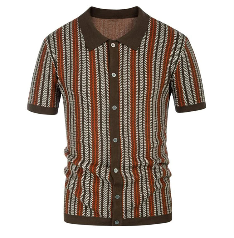 High End Jacquard Striped Polo Shirts For Men Short Sleeve Elastic Summer Quality Viscose Knitted Smart Casual Camisas De Hombre