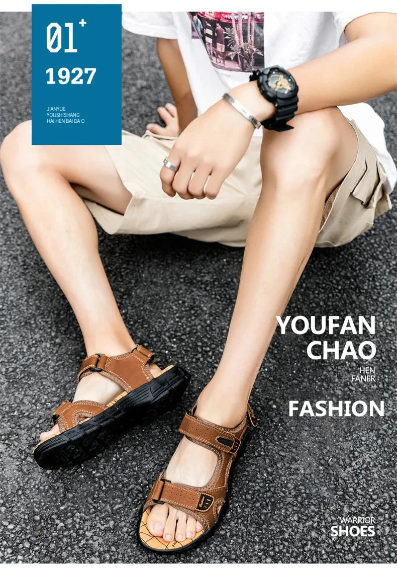 Hot Sale Summer Men's Sandals Outdoor Non-slip Men's Beach Sandals Handmade Genuine Leather Men's Shoes Fashion Men Sneakers
