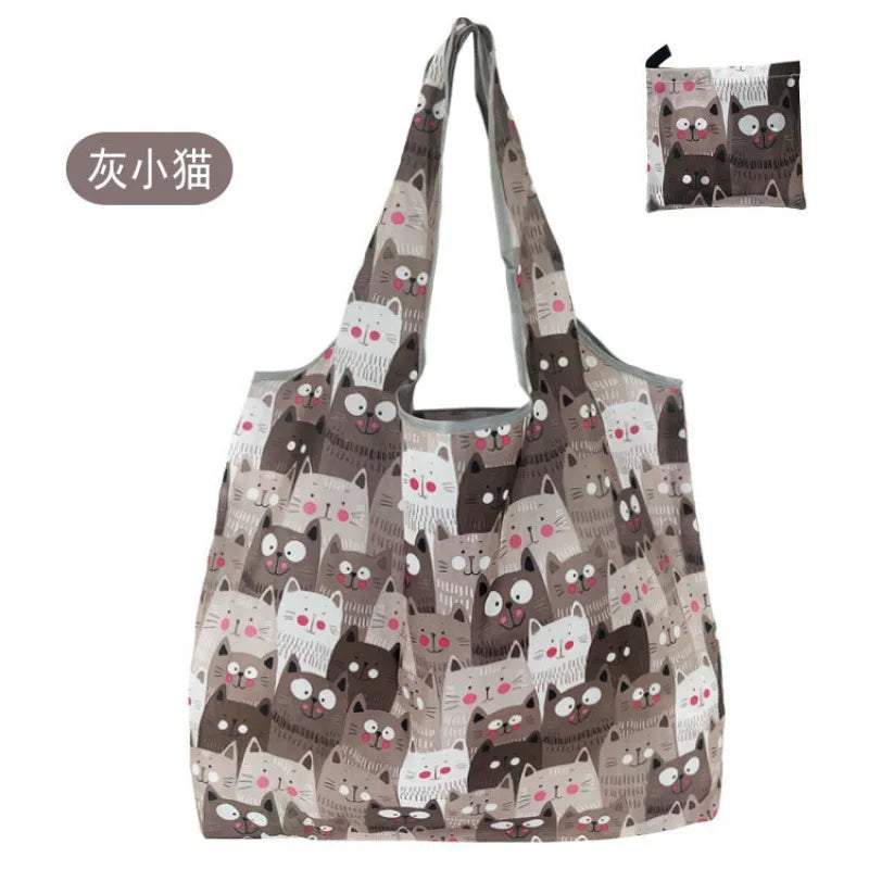 Large Reusable Shopping Bag for Women Shopper Tote Folding Bag Eco-Friendly Reusable Foldable Grocery Case Handbags Storage Bags