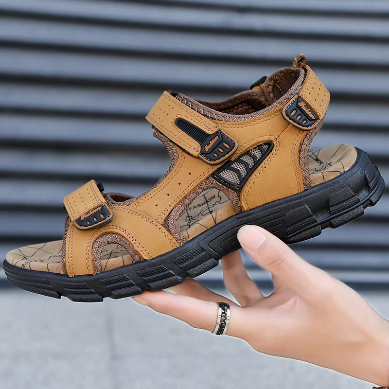 Hot Sale Summer Men's Sandals Outdoor Non-slip Men's Beach Sandals Handmade Genuine Leather Men's Shoes Fashion Men Sneakers