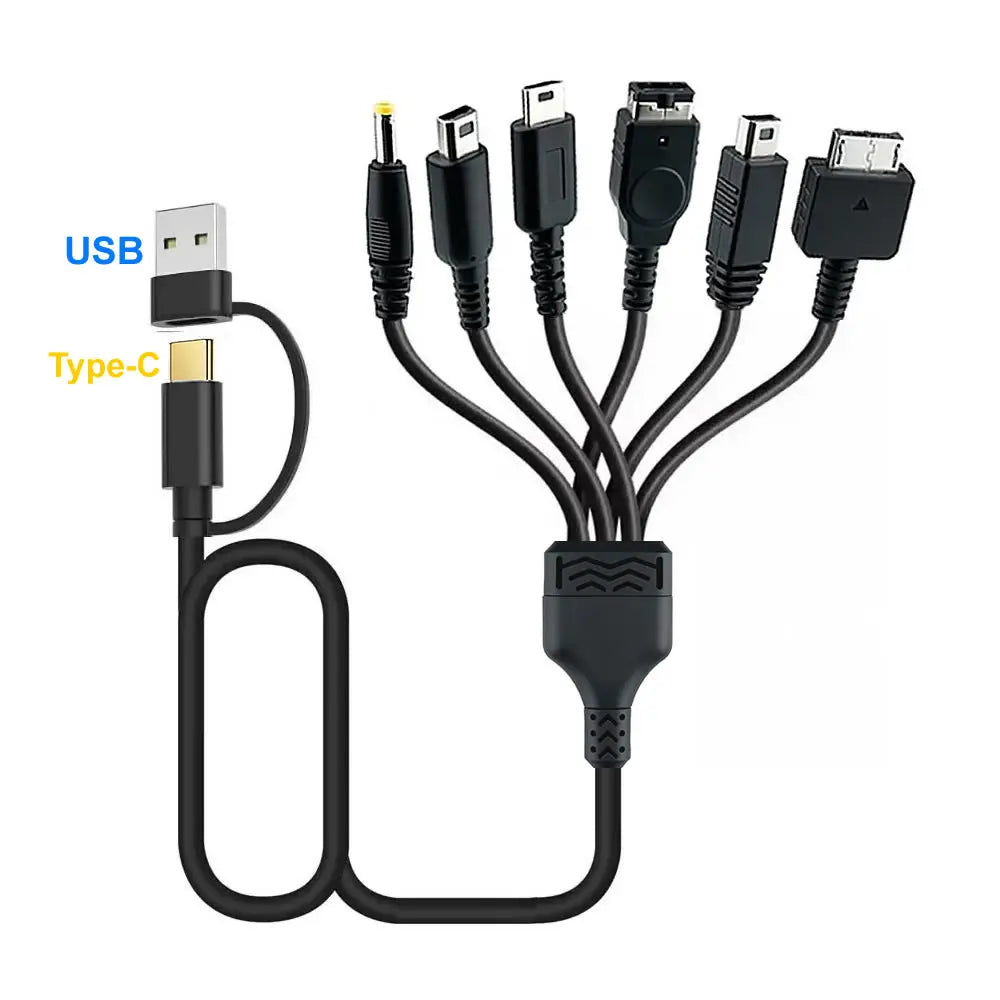 6 in 1 USB C Type C PD Charging Cord for NDS Lite / Wii U / New 3DS XL LL /2DS / GBA SP / PSP / PSV Game Charger Cable Cords