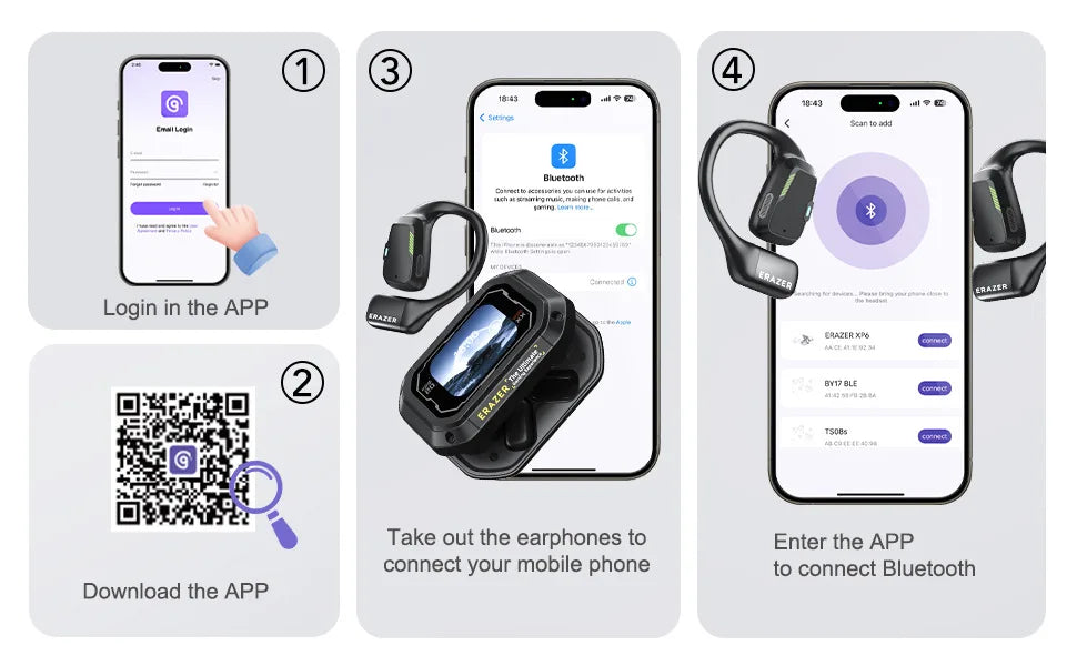 XP6 Bluetooth headset with AI translation 165 languages Long battery life Non-in-ear sports game headset