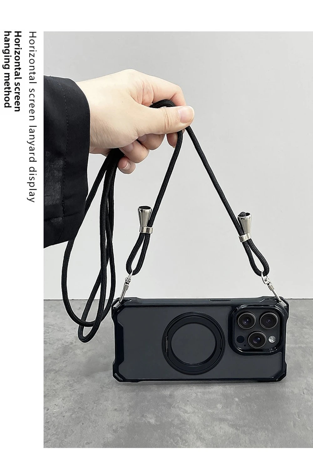 Crossbody Lanyard Strap Holder Phone Case For iphone 17 Air 16 15 14 Plus 13 12 11 Pro Max 16E For Magsafe Magnetic Stand Cover