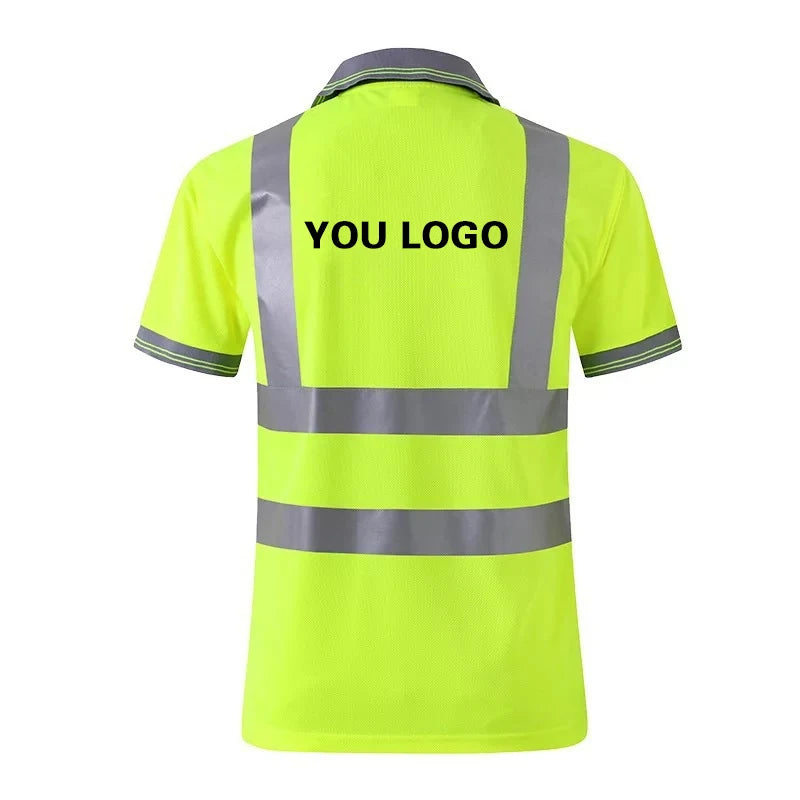 Custom LOGO T-Shirt Safety Vest for Men Work Vest Fluorescent Yellow Workwear Vest Construction Workwear T-Shirt