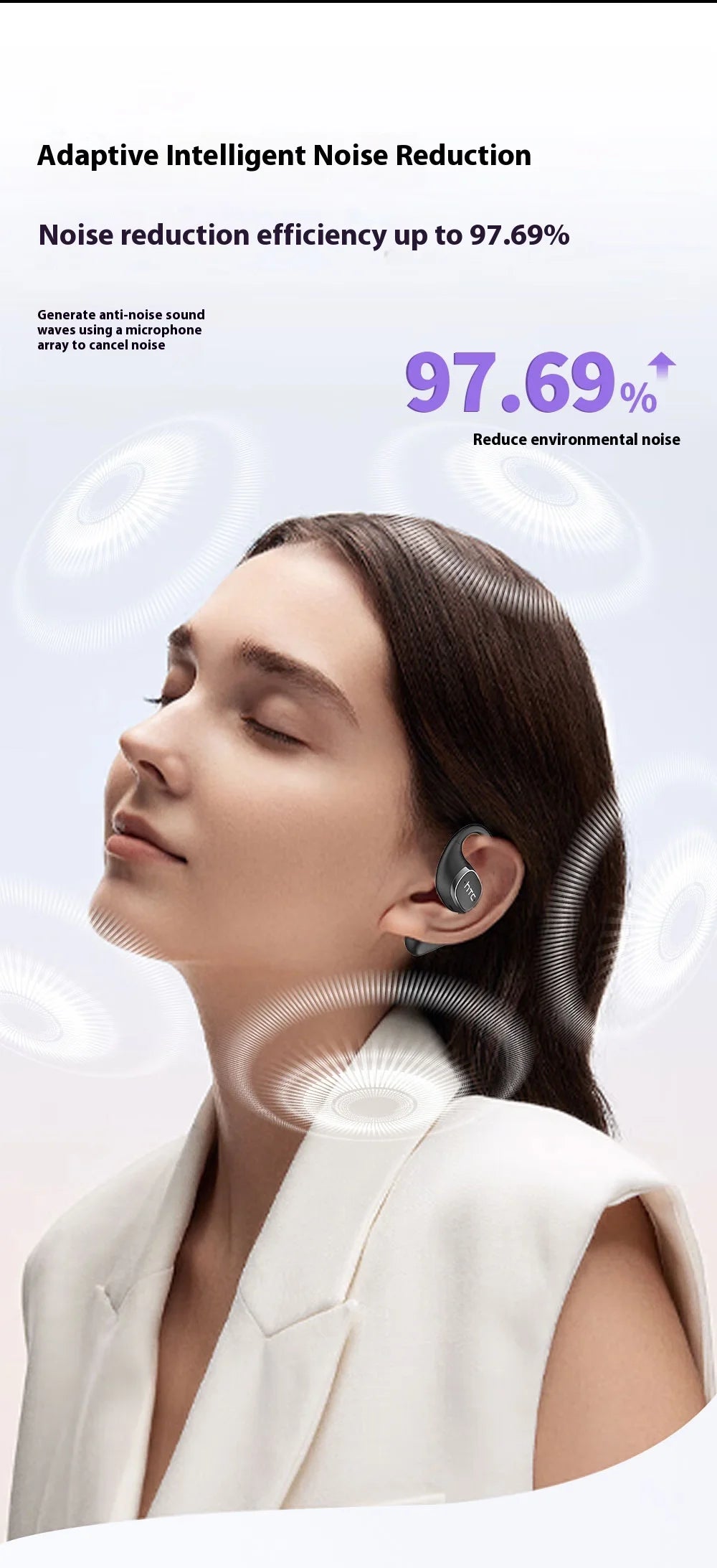 HTC AI Translation Earphones Microsoft Model High Definition Screen 48H long Battery Endurance Wireless Bluetooth Office Gift