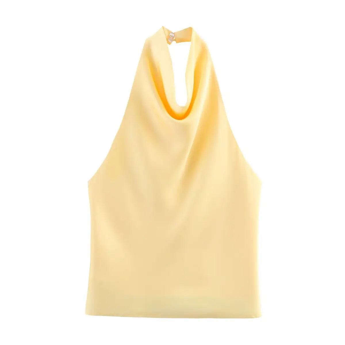 Zevity 2025 Women Chic Solid Color Sleeveless Soft Touch Halter Camis Tank Lady Backless Summer Beach Shirt Blouse Tops LS9365
