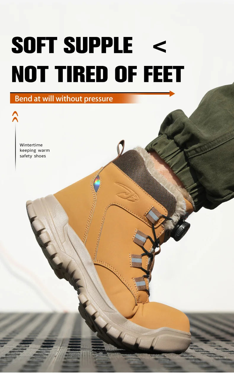comfortable safety shoes for men high waterproof work shoes non-slip safety boots rubber outsole working sneakers with metal toe
