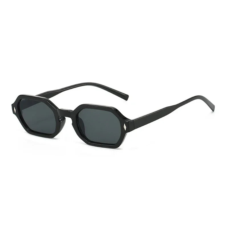 JNPCXI New Retro Small Polygon Rectangle Sunglasses Women Shades UV400 Fashion Blue Gradient Lens Men Retro Rivets Frame