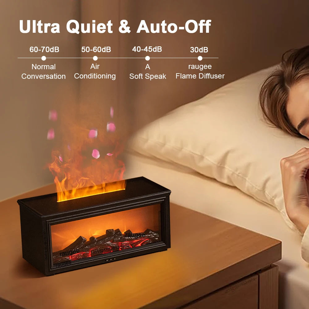 Aroma Air Humidifier Flame Fireplace Essential Oil Diffuser Desktop USB Cool Mist Maker Ultrasonic Aroma Diffuser with Remote