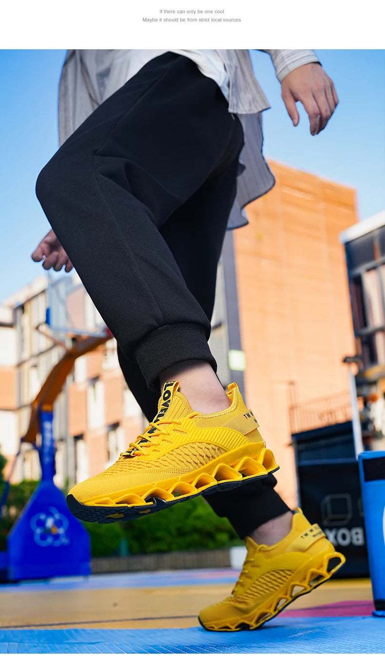 Men's Breathable Mesh Running Shoes Blade Sole Sneakers Lightweight Non-Slip Sports Shoes for Gym Walking Casual Wear