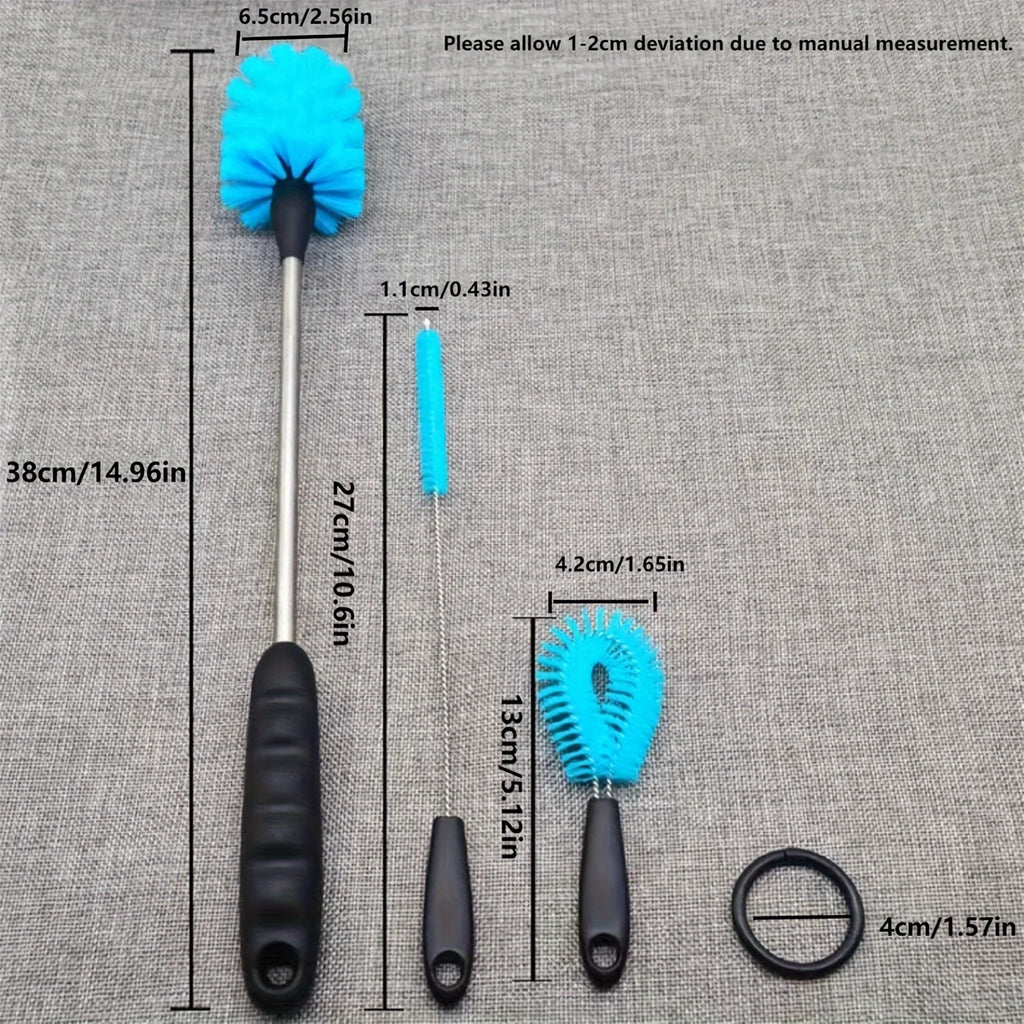 3-in-1 Stainless Steel Water Bottle Brush Set Cleaning Brush Long Handle Water Bottles Cleaner Washing Kitchen Scrubbing Tools