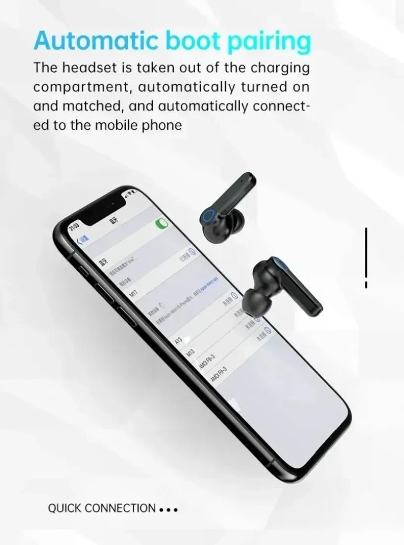 M19 Bluetooth Wireless Headset 5.3 Bluetooth Earphones IPX5 Waterproof Headsets with Mic HiFi Stereo Music Earbuds for All Phone