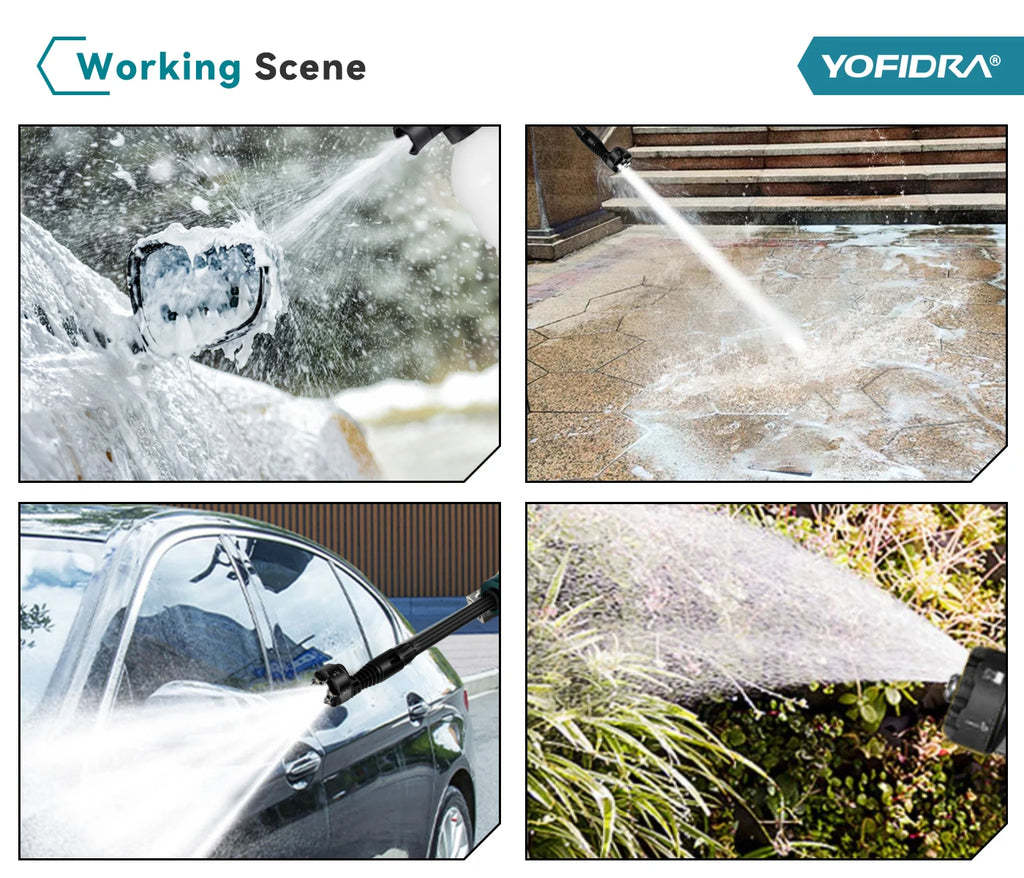 YOFIDRA 200Bar Brushless High Pressure Washer Gun Electric Car Washer Garden Watering Gun Cleaning Tools for Makita Battery Pins
