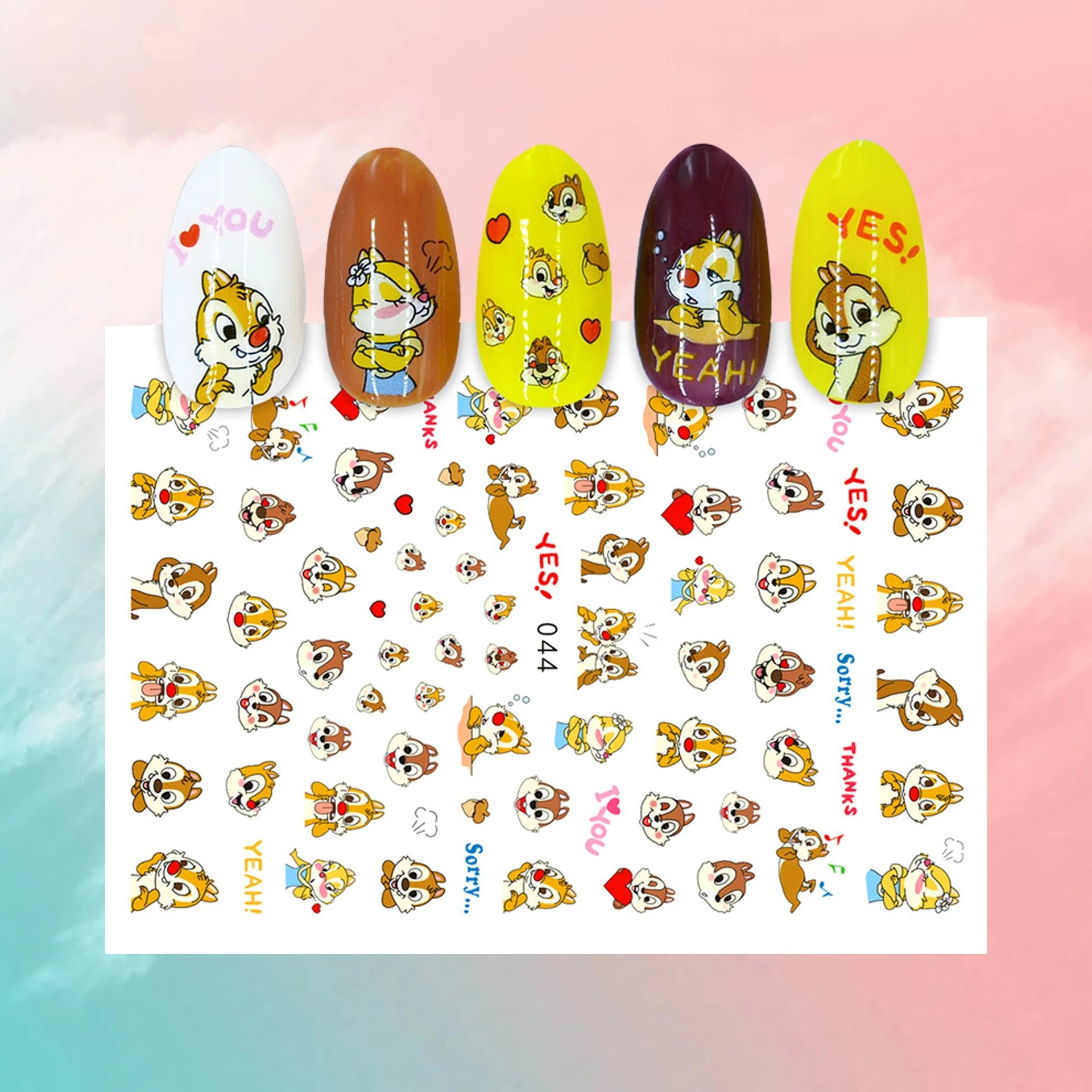 Disney Cartoon Adhesive Nail Stickers Nail Decorative Decals Nail Sliders Stitch Mickey 3D Stickers Press on Nails