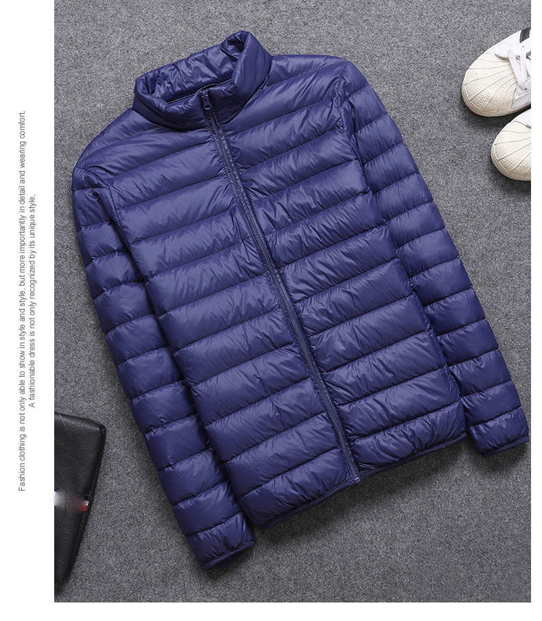 Fashion Brand Ultra Light Duck Down Jacket Mens Korean Streetwear Feather Coat Hooded Down Jacket Warm Men Clothes Spring Autumn