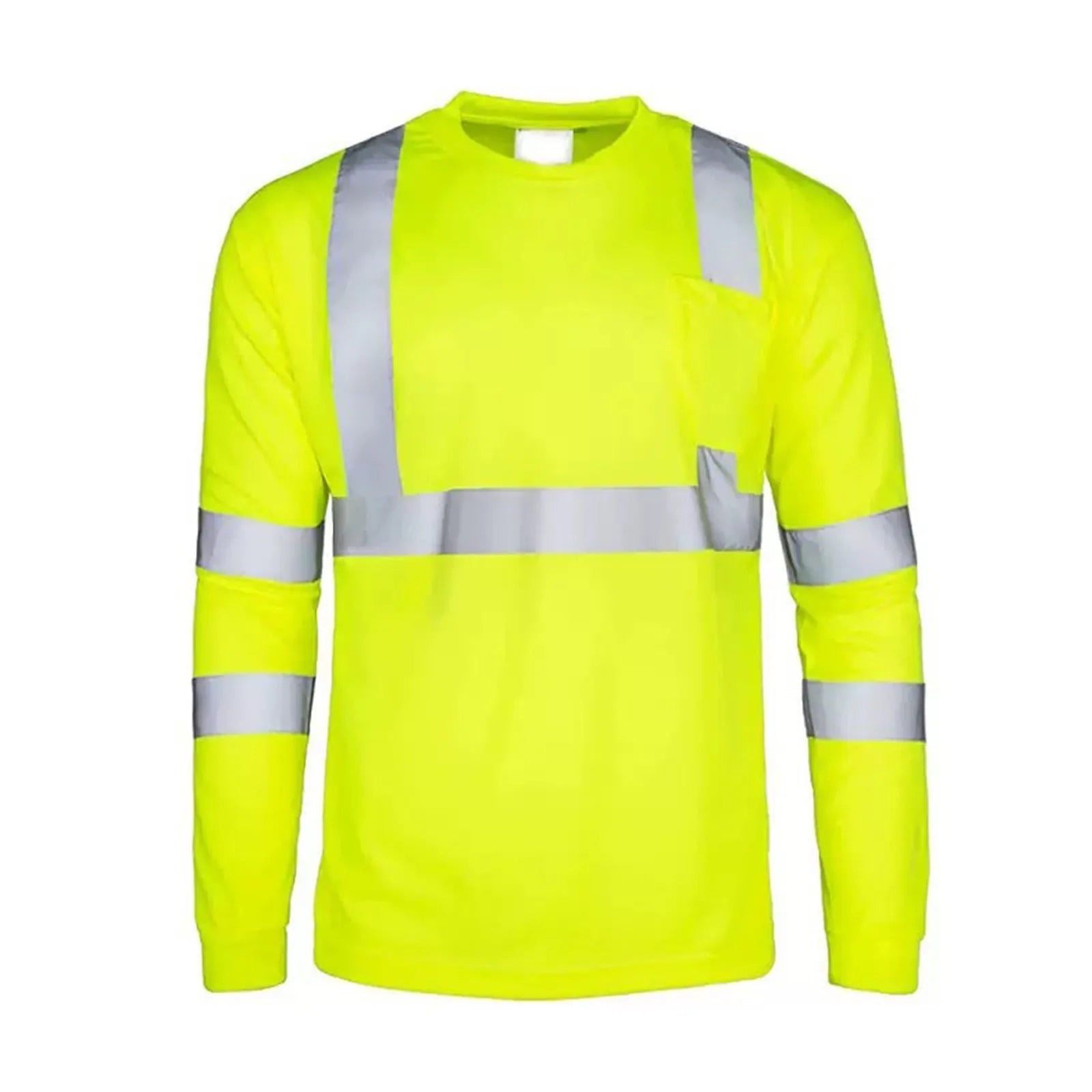 High Visibility Long Sleeve Round Neck T-shirt Reflective Workwear For Engineering Wharf Moisture Wicking Casual Men Top