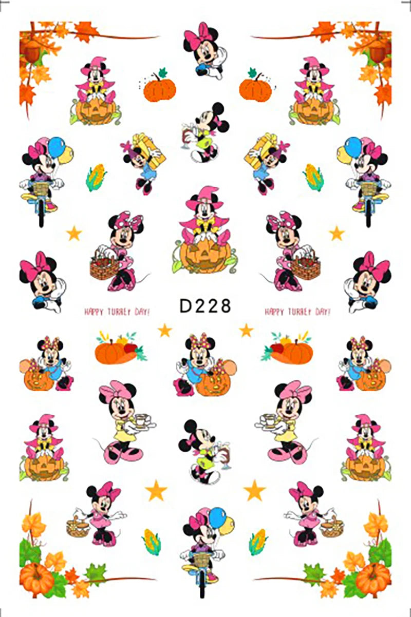 Disney Cartoon Adhesive Nail Stickers Nail Decorative Decals Nail Sliders Stitch Mickey 3D Stickers Press on Nails