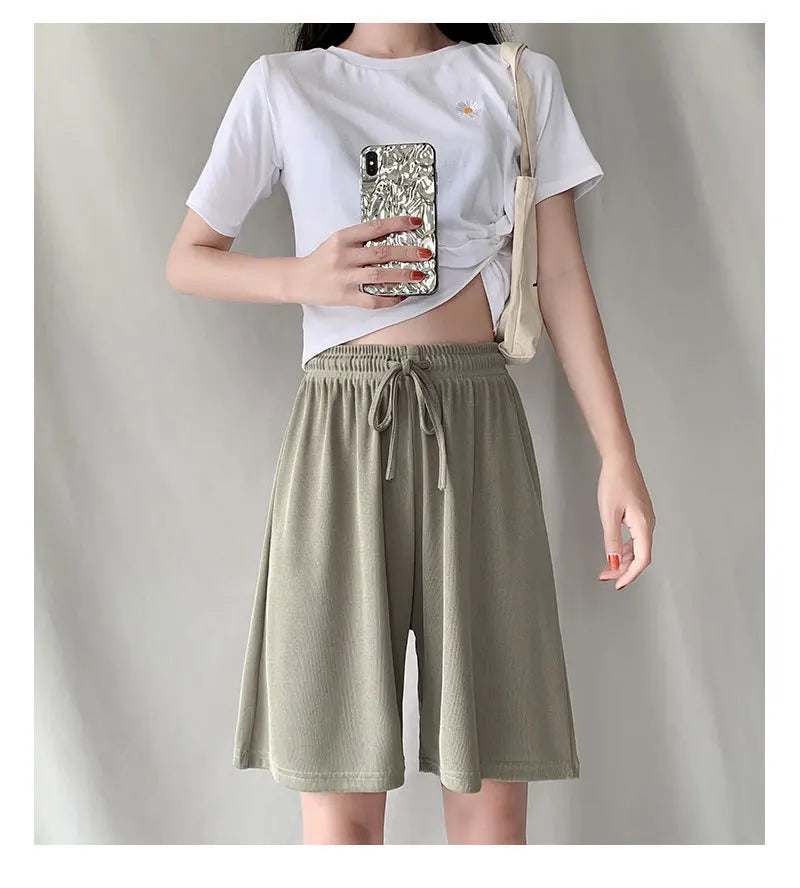 New Women Shorts Summer Casual Loose high waist loose shorts for girls Soft Cool female Outwear Sports shorts