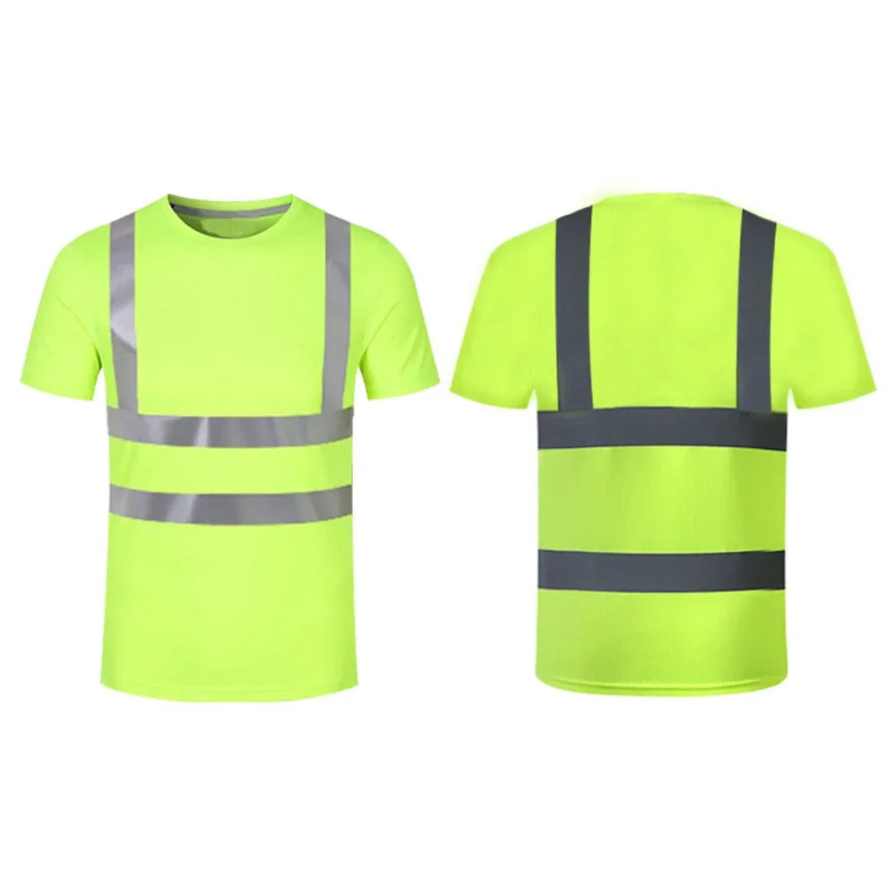 Reflective T-shirt Outdoor Fluorescent High Visibility Safety Work Shirt BreathableT Shirt Vest Quick Dry Sports Night Walking