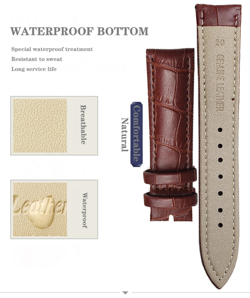 Premium Genuine Leather Watch Band – Multi-Size Wrist Strap