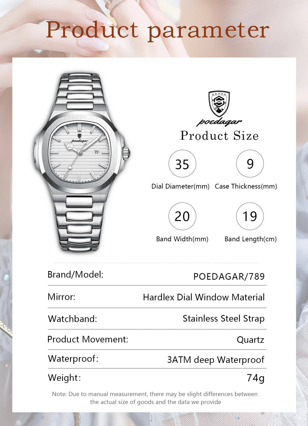 POEDAGAR Top Exquisite Women's Wristwatch Waterproof Luminous Date Fashion Ladies Watches Stainless Steel Quartz Watch For Woman