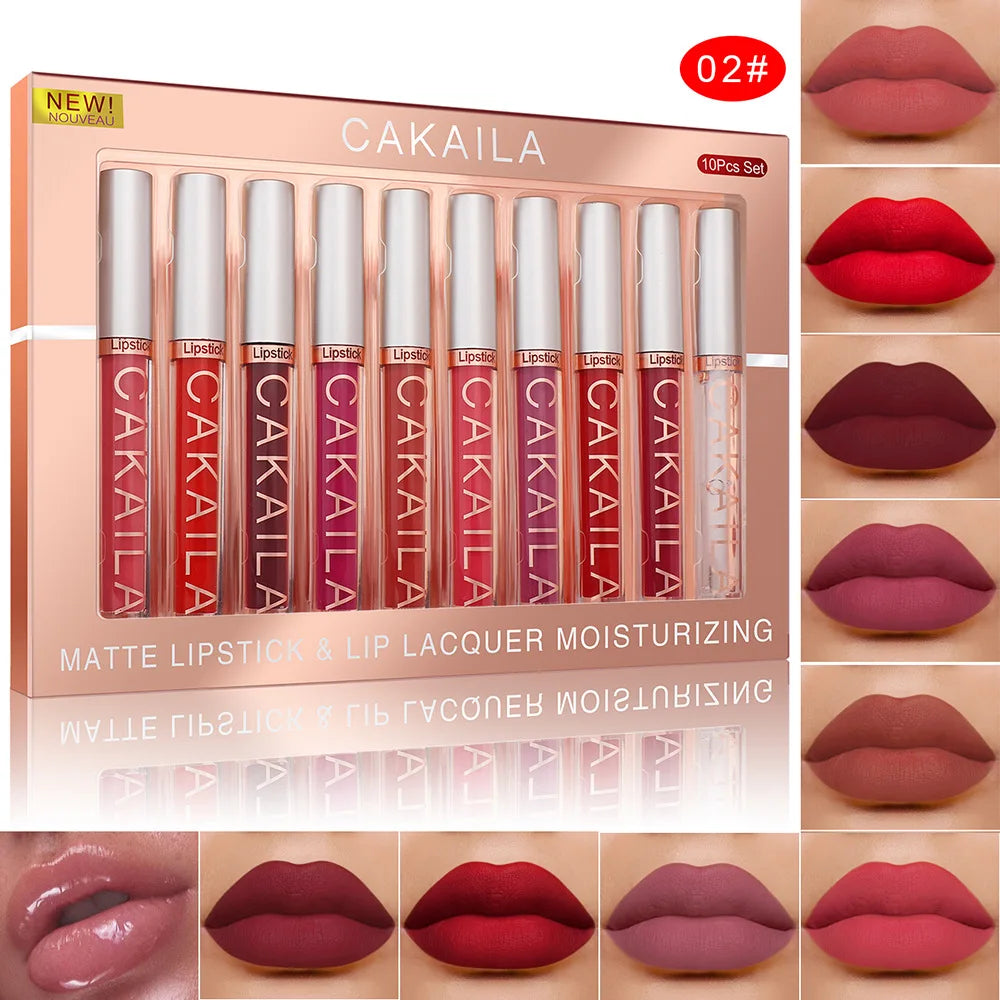 Matte Liquid Lipstick & Lip Oil Set – 10pc Waterproof Velvet Lip Gloss