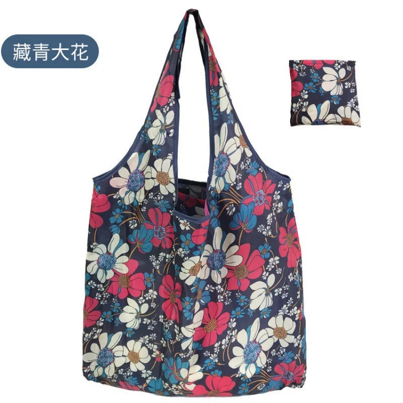 Large Reusable Shopping Bag for Women Shopper Tote Folding Bag Eco-Friendly Reusable Foldable Grocery Case Handbags Storage Bags