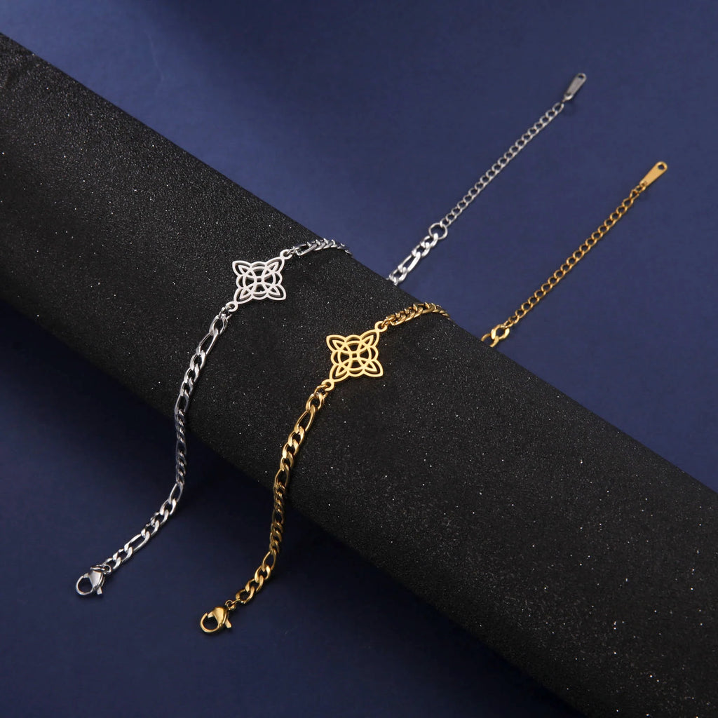 Witchcraft Irish Celtic Knot Charms Bracelets Stainless Steel Witch Knot Chain Bracelet Women Men Vintage Love Jewelry Gifts