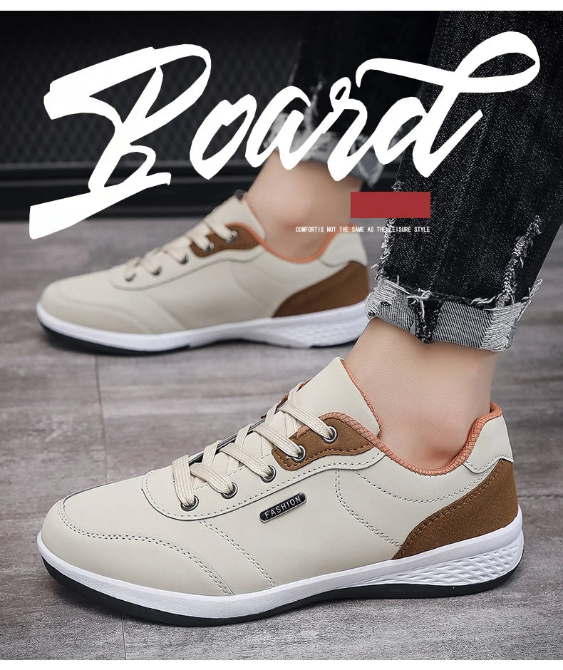 Pu Leather Men Shoes Sneakers Trend Casual Skateboarding Shoes Male Sneakers Non-slip Footwear Men Vulcanized Shoes Men Sneaker