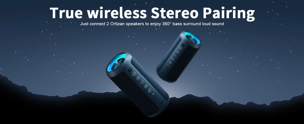 Ortizan X10 Bluetooth Speaker Enhanced Bass Portable Speaker with TF Card Slot 30H Playtime IPX7 Waterproof Speaker for Camping