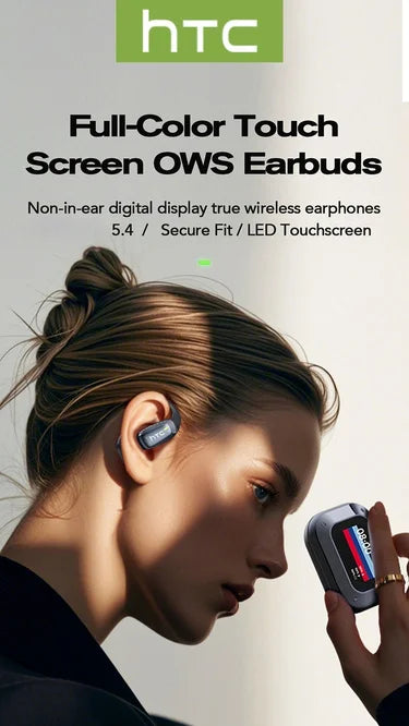 Headphones Bluetooth V6.0 HTC NE25 Ai Translator Wireless Earphones HD LCD Display Low latency Extremely Comfortable for Music
