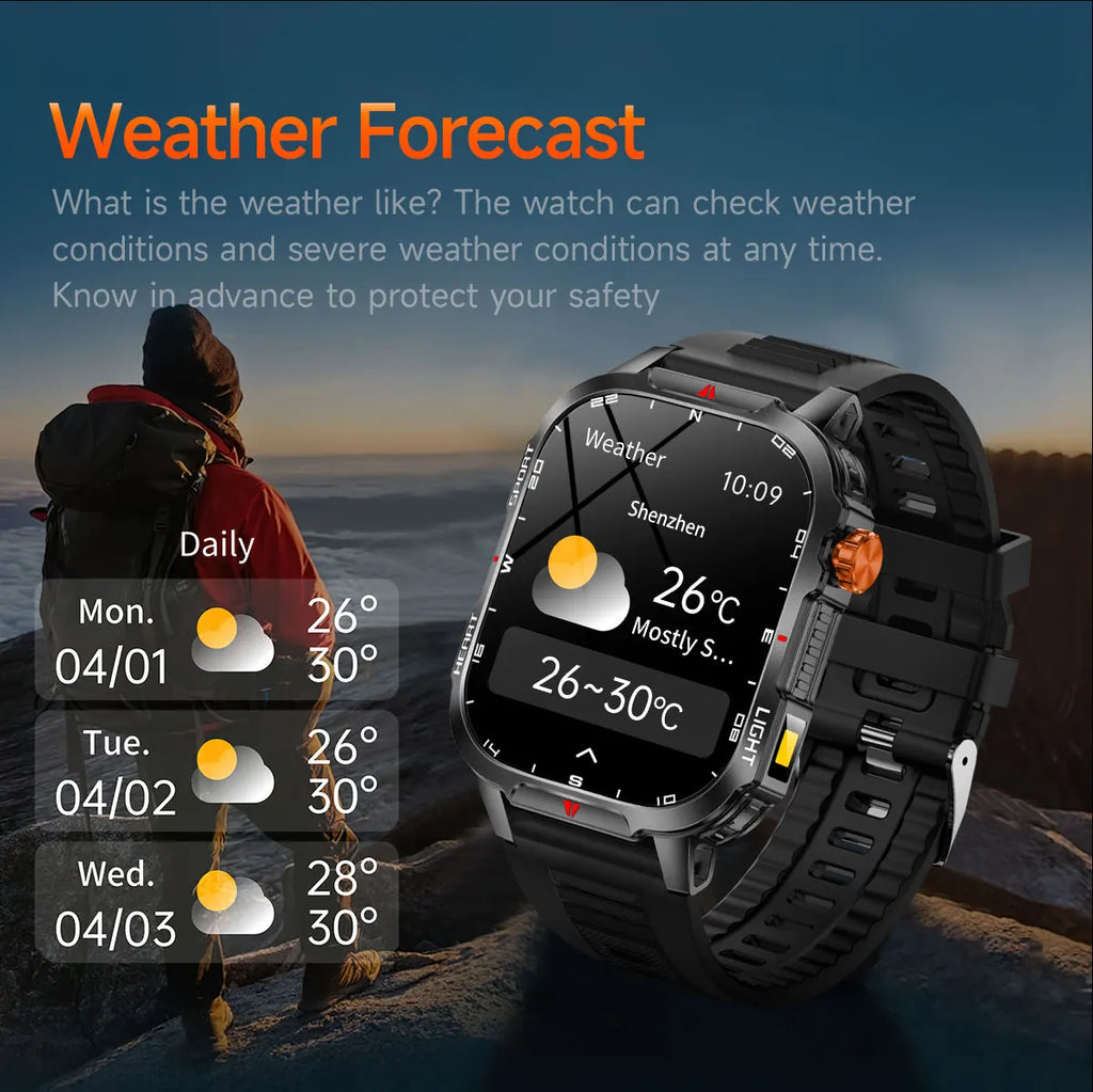 2025 New Smart Watch Voice Assistant 2.01"HD Screen Bluetooth Call Waterproof 1100mAh Big Battery Compass Outdoor Sport Watches