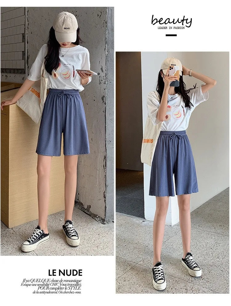 New Women Shorts Summer Casual Loose high waist loose shorts for girls Soft Cool female Outwear Sports shorts